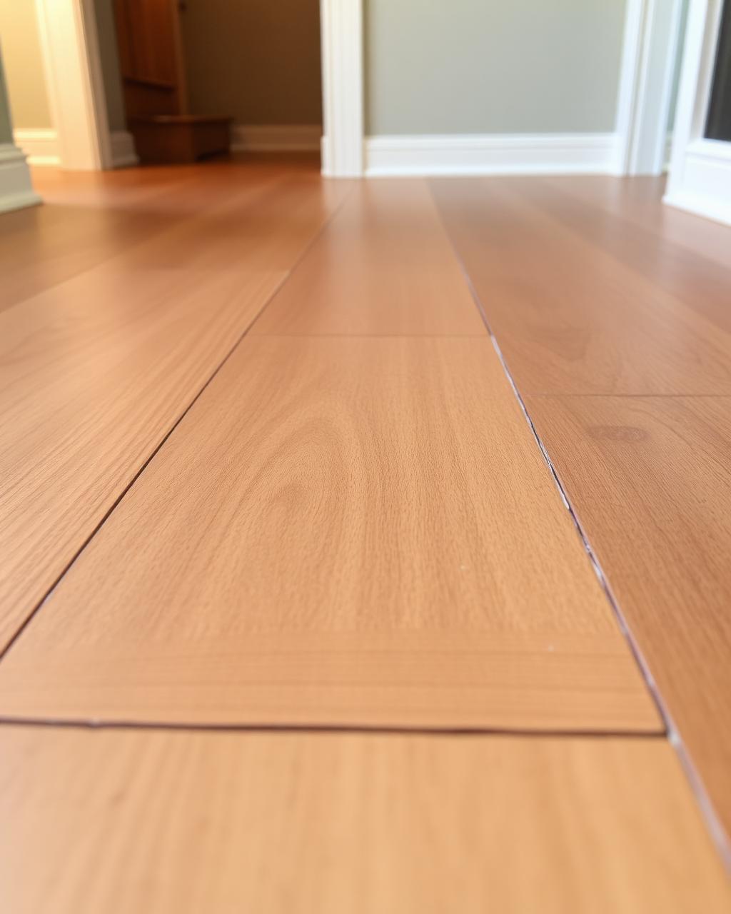 Close-up of refinished hardwood floor planks showing wood grain